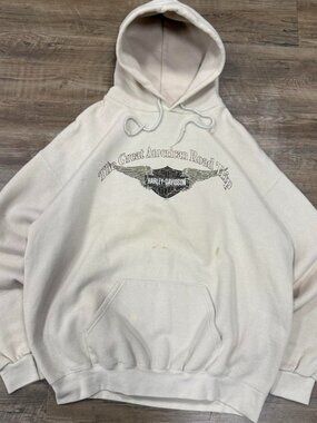 Harley Davidson Men's Cream and Tan Hoodie